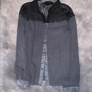 Button up lace shirt.